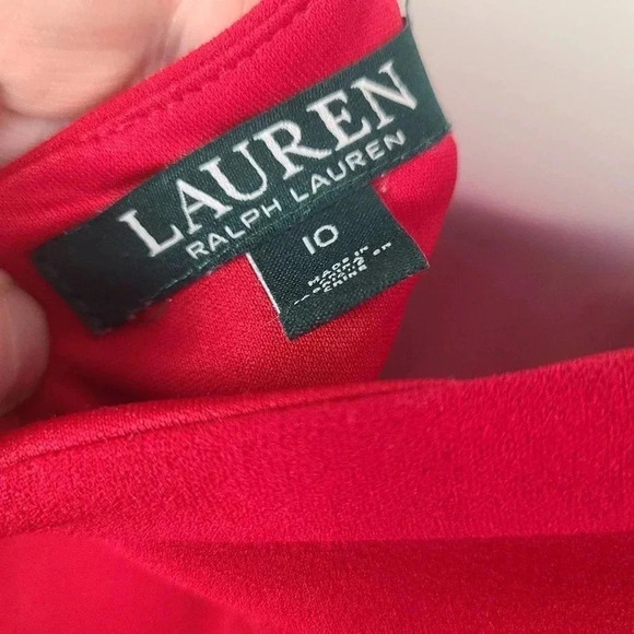Lauren Ralph Lauren Red Crepe Long Dress - 10 - Picture 4 of 8